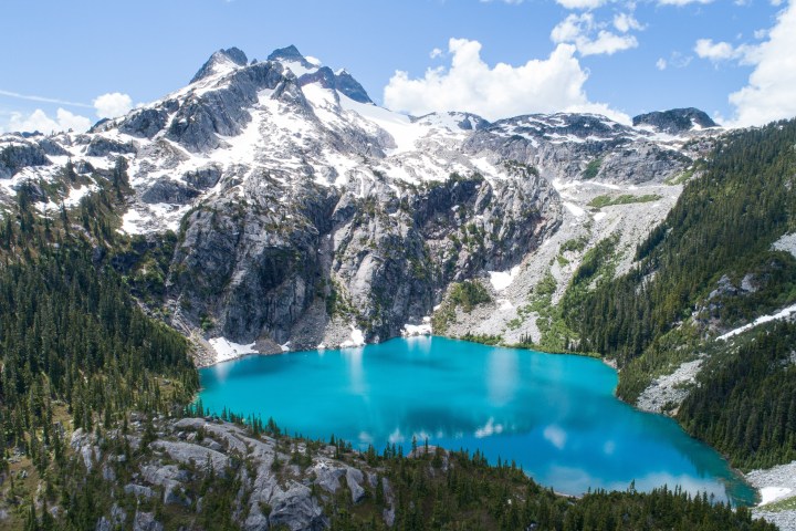 a view of a snow covered mountain